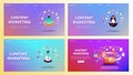 Content marketing landing page set.